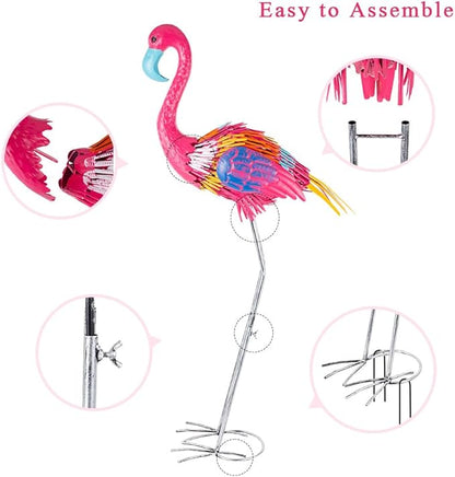 37" Flamingo Garden Statue,Metal Birds Garden Sculptures for Outside,Large Yard Art Outdoor Statue Lawn Ornaments for Home, Patio, Backyard Decor