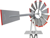 VINGLI Upgrade 8FT Ornamental Windmill Backyard Garden Decoration Weather Vane, Heavy Duty Metal Wind Mill w/ 4 Legs Design, Grey