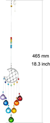 Crystal Moon Suncatcher Stained Glass Beads Rainbow Maker Window Wall Hanging Prism Pendant Garden Outdoor Home Decor Ornaments