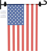 Koutemie Wall Garden Flag Stand Holder Pole with Stoppers for 12 x 18 Outside Small Yard Flags Décor, One Piece Wall Mounted Metal Garden Flag Scroll Hanger for Mailbox Post, Black