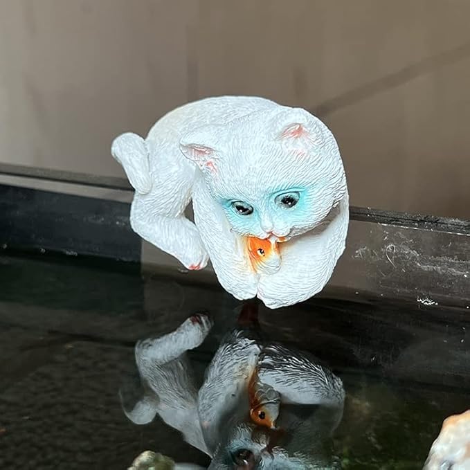 3 Pcs Resin Hanging Cat Figurines Planter Pot Hanger Miniature Fairy Garden Terrarium Edge Decor Flower Pot and Vase Hugger Hanging Animals Ornaments for Patio, Yard, Balcony