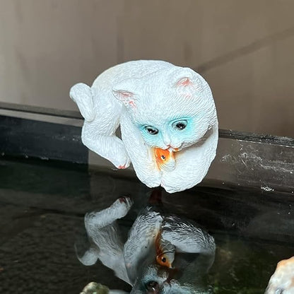 3 Pcs Resin Hanging Cat Figurines Planter Pot Hanger Miniature Fairy Garden Terrarium Edge Decor Flower Pot and Vase Hugger Hanging Animals Ornaments for Patio, Yard, Balcony