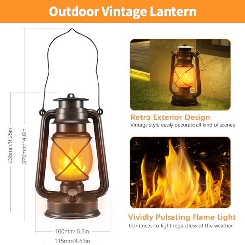 4 Pack Bronze LED Lanterns - Dancing Flame, Battery-Powered, Remote