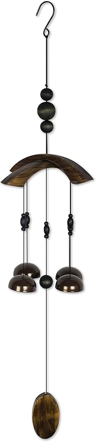 Sunset Vista Designs 91954 Asian Bell Chimes Wood and Metal Wind-Bells Wind Chime for Patios Porches and More, 29-Inches Long, Sago Palm