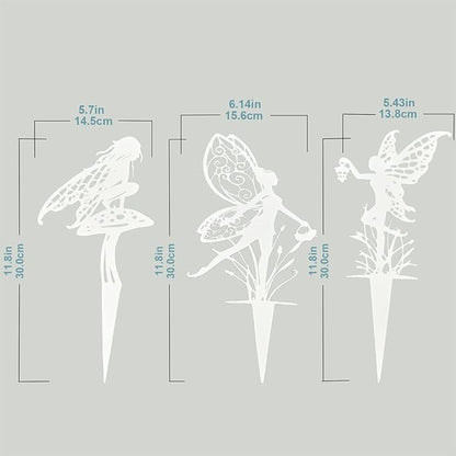 Garden Decoration Fairy Metal Flower Fairy 3-Piece Set Suitable for Yard, Flower Pot, Lawn, Flower Bed Decoration Gifts