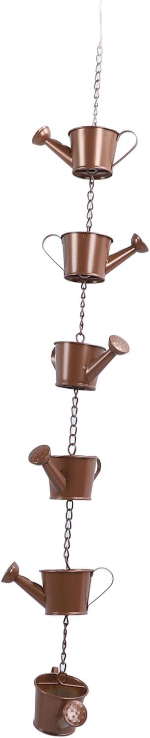 ZJchao Elegant Copper Rain Chain for Gutters – 6-Tier Decorative Feature & Downspout Alternative, Garden-Friendly Bucket- Rain Diverter