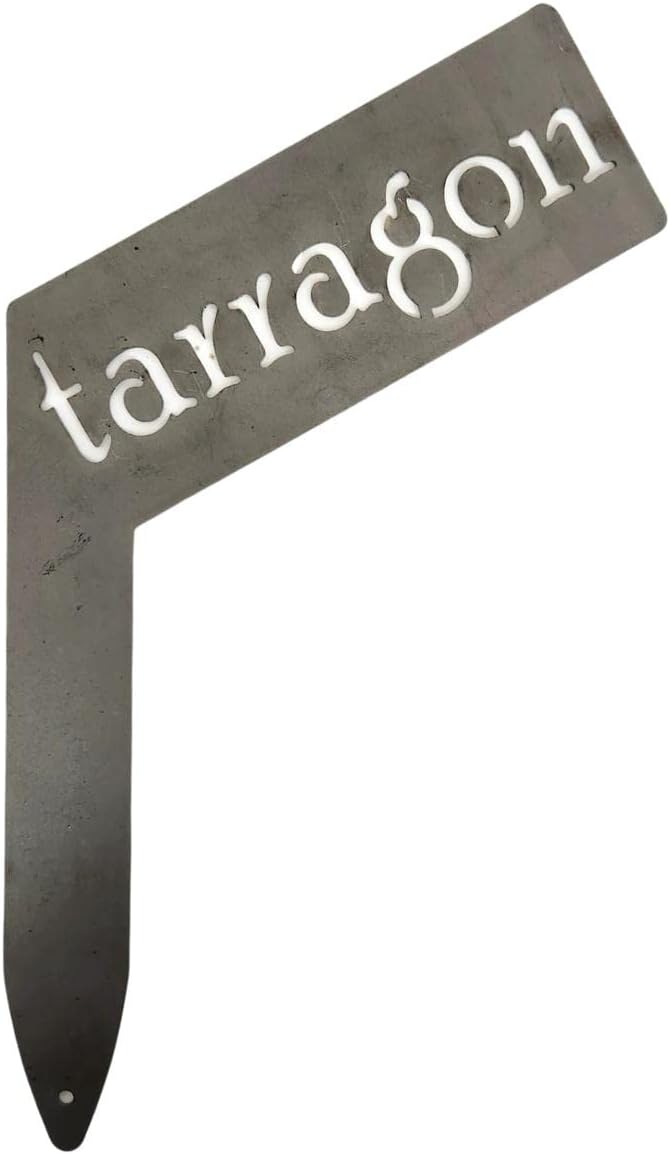 Planter Size Small Metal Garden Plant Vegetable Flower or Herb Markers 13.5 Inches Tall (tarragon, Raw, Unfinished Steel)
