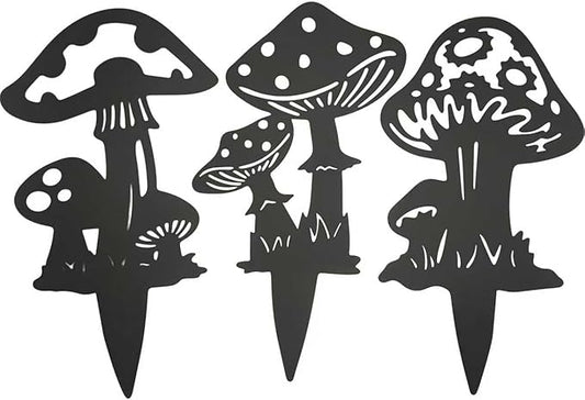 Decorative Garden Stakes， Fairy Garden Stakes, Butterfly Fairy Stakes for Weather Resistant Black Metal Outdoor Decorative Art for Women Gift (Matte Black, 3P-C)