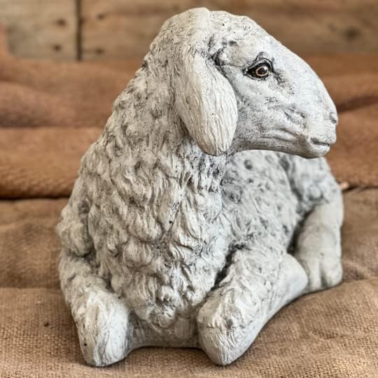 Lying Sheep Figure Realistic Lamb Yard Statue Stone Religious Figurine Ornament Decorated Sheep Statue for Garden