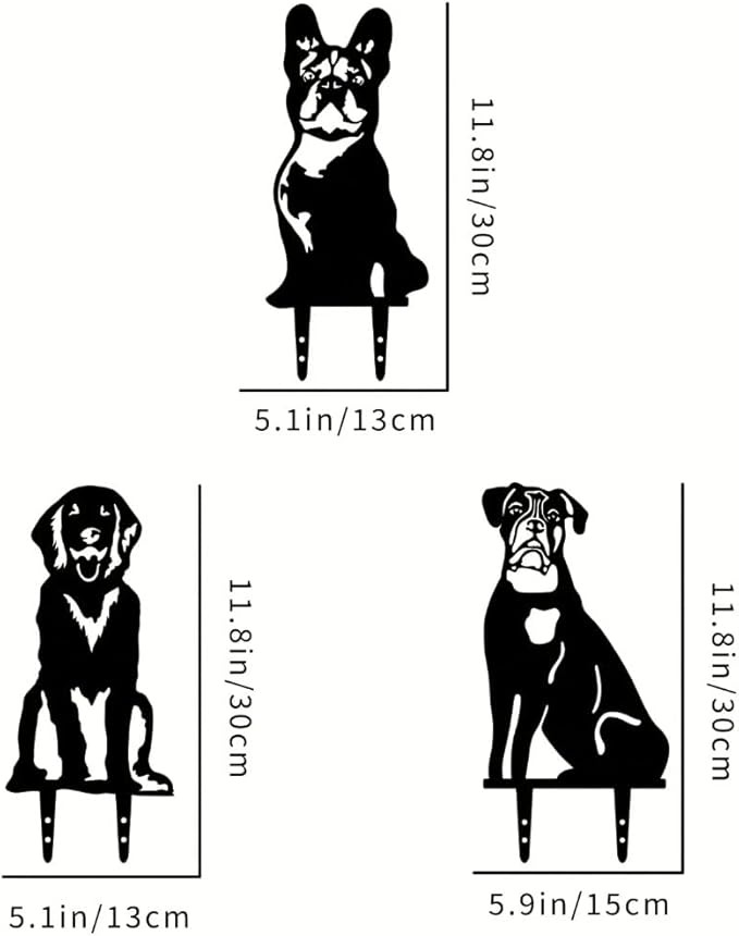 Dog Metal Art Garden Statues French Bulldog/Doberman Pinscher Backyard Lawn Stakes, Festival Decorations & Yard Decor Iron Art (Dog-03)