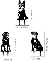 Dog Metal Art Garden Statues French Bulldog/Doberman Pinscher Backyard Lawn Stakes, Festival Decorations & Yard Decor Iron Art (Dog-03)