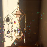 Crystal Suncatcher Rose Quartz, St Valentines Gift Spiritual, Sun Catcher Hanging for Windows, Rainbow Maker, Garden Home Decor, Natural Gemstone Boho Decor (Rose Quartz)