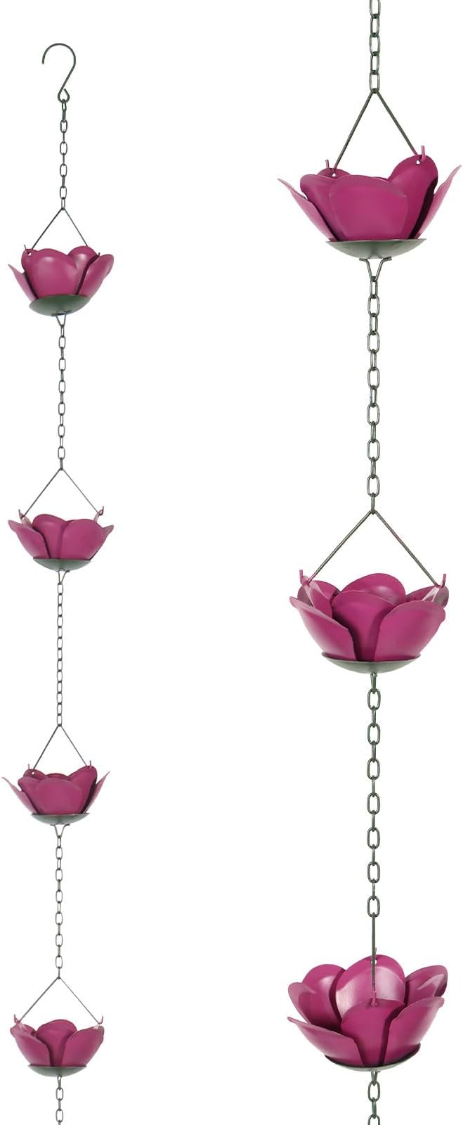 Rain Chains for Gutters Downspout, Outside Downspouts Metal Rain Catcher Diverter, 7.38 Ft Retro Rain Chains Decorative with Hook for Windowsill Garden Patio