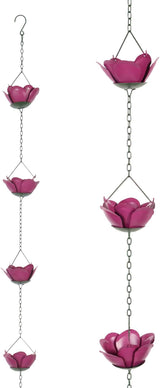 Rain Chains for Gutters Downspout, Outside Downspouts Metal Rain Catcher Diverter, 7.38 Ft Retro Rain Chains Decorative with Hook for Windowsill Garden Patio