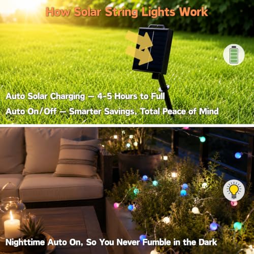 Solar Bubble String Lights - 33FT RGB LED with App Control