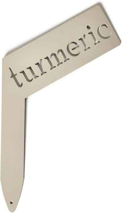 Planter Size Small Metal Garden Plant Vegetable Flower or Herb Markers 13.5 Inches Tall (turmeric, Cream)