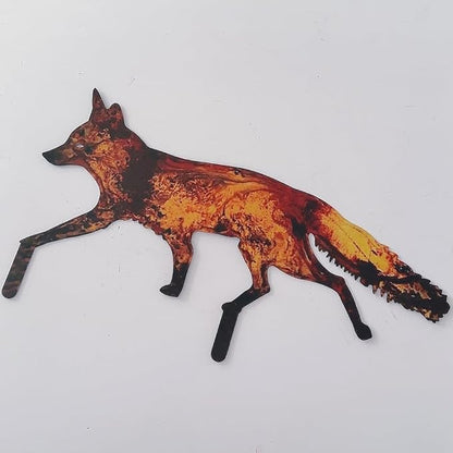 enttgo Rustic Metal Fox Garden Stakes Sneaky Animal Garden Stakes Decoratives 3D Animal Shape Yard Art Sculptures for Home Decorations(15.75''X8.66''X1.18'')