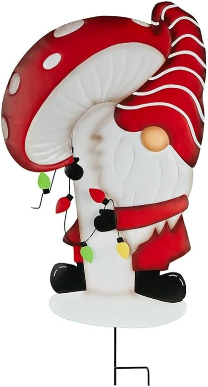Christmas Gnome Garden Stakes - Mushroom