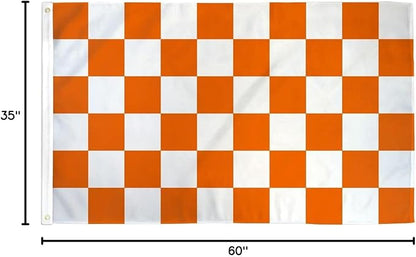 AZ FLAG - Tangerine And White Check Flag - 3x5 Ft - 100D Polyester Checkered Racing Banner with Two Metal Grommets - Fade Resistant - Vivid Colors - 3' x 5' Feet - 150x90 Cm