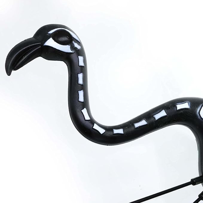GiftExpress 4-Pack Small Halloween Black Flamingo Skeleton, Zombie Flamingos, Skull Flamingo with Stakes for Halloween Lawn Ornaments, Spooky Graveyard Decorations
