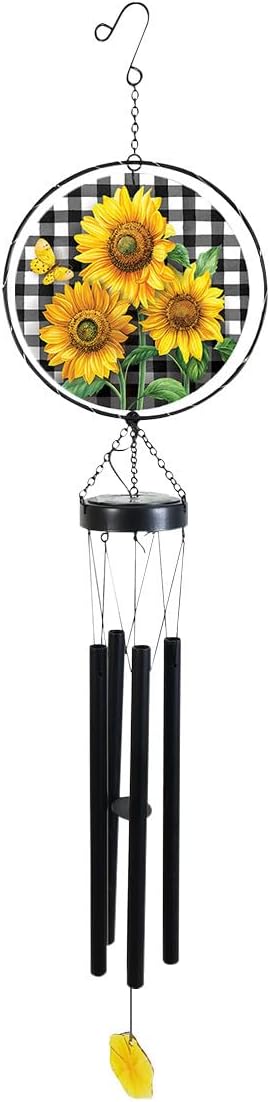 Briarwood Lane Checkered Sunflowers Illuminated Wind Chime