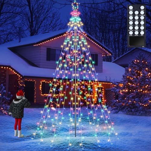 Christmas Tree Waterfall Lights - 10Ft 404 LED Remote Control Multicolor