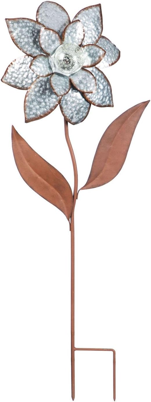 Evergreen Garden Beautiful at Ease Glow in The Dark Galvanized Garden Stake - 11 x 3 x 35 Inches Fade and Weather Resistant Outdoor Decoration for Homes, Yards and Gardens