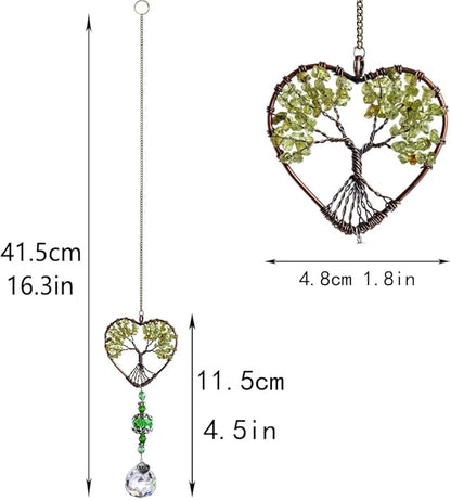 H&D HYALINE & DORA Tree of Life Car Rearview Mirror Hanging Ornament Pendant Accessories Fengshui Suncatcher (Green)