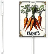 Bidesign (7X8.8) IN Carrots Aluminum Vegetable Garden Sign With Stake Vegetable Plant Marker Garden Stake Tags With Vegetable Names fFor Nursery Outdoor Vegetable Garden Fence Decoration