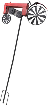 Farm Tractor Windmill,Tractor Wind Spinner Yard Ground Stake Statue Garden Windmill Decoration Lawn Floor Stakes Art Ornament for Outdoor Garden Yard Patio Decor (Red)