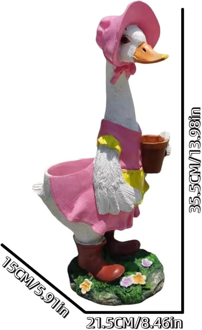 Duck Garden Statue Planter - Duck Succulent Flowerpot, Resin Animal Figurine for Indoor Outdoor Patio, Balcony, Office Desk Decor & Housewarming Gifts