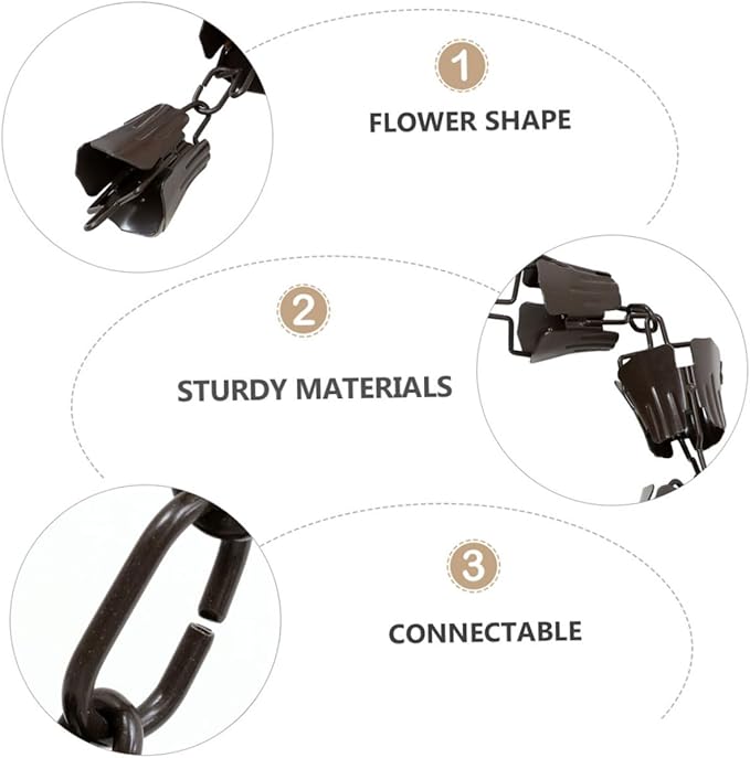 Outdoor Rain Chain Decorative Gutter Rain Chain Bell Chimes Replacement for Old or Broken Elegant Petal Design