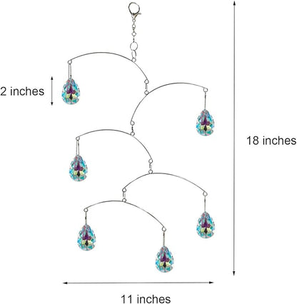 DIY Crystal Sun Catcher Wind Chime, Hanging Prisms Rainbow Maker Suncatcher for Home and Garden Decoration (FL-50AB-6WG)
