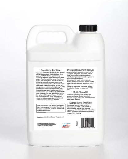 Pond Champs Black Lake & Pond Dye – One Gallon of Deep Black Pond Colorant – Treats 1 Acre - Safe for Fish, Wildlife, Pets & Children