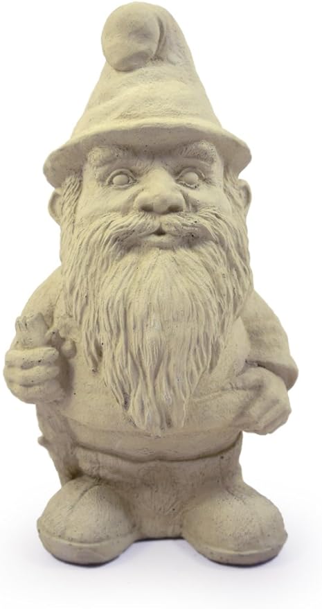 Modern Artisans Woodland Gnome Cast Stone Garden Statue, 12", American Made