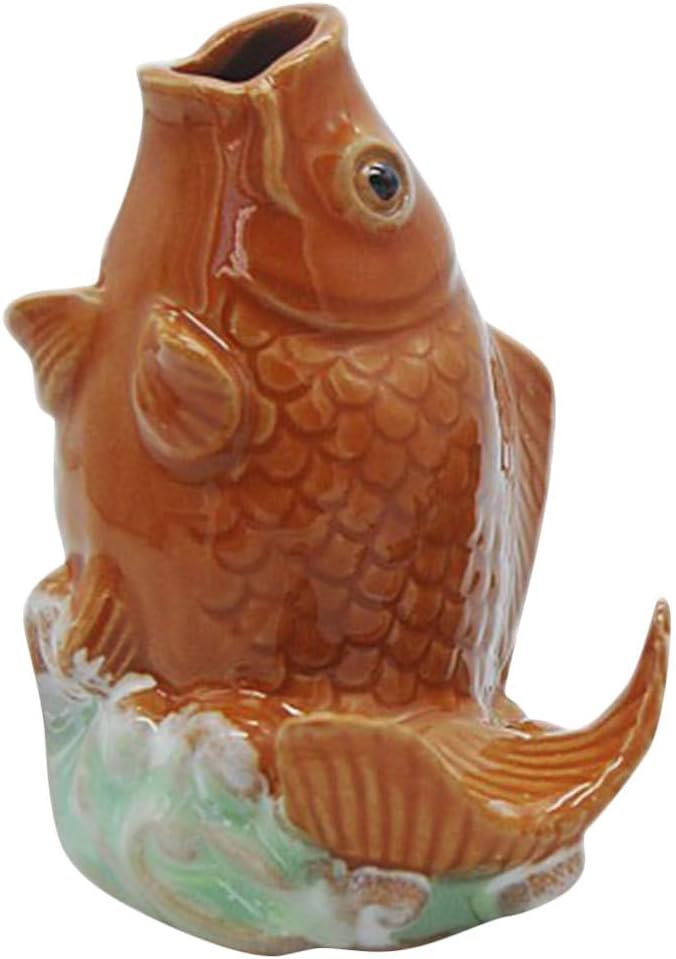 Kisangel Carp Statue Fountain Nozzle 4.33 Inch Outdoor Garden Water Spray Sprinkler for Pond Water Feature and Yard Decor