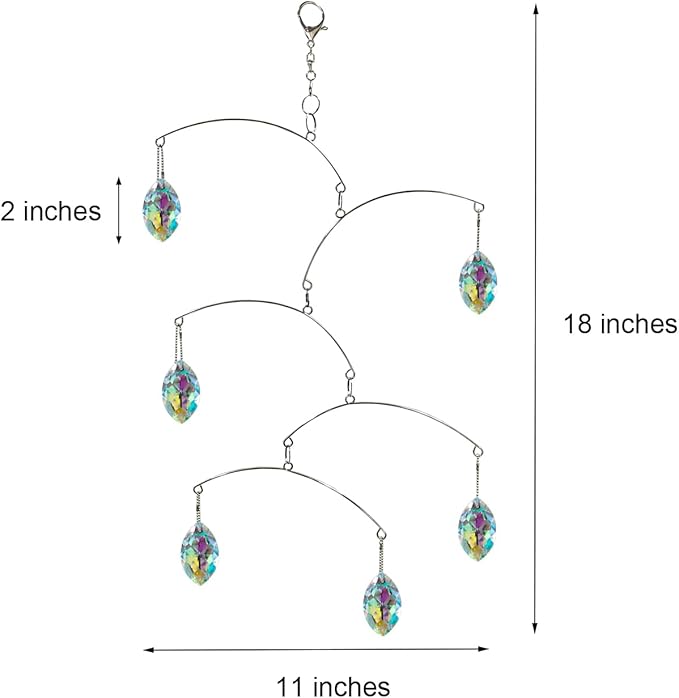 DIY Crystal Sun Catcher Wind Chime, Hanging Prisms Rainbow Maker Suncatcher for Home and Garden Decoration (FL-50AB-6MY)