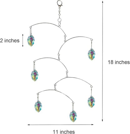 DIY Crystal Sun Catcher Wind Chime, Hanging Prisms Rainbow Maker Suncatcher for Home and Garden Decoration (FL-50AB-6MY)