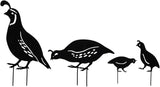 Quail Decorative Garden Stakes Metal Quail Statue Bird Yard Art Silhouette Quail Yard Art for Lawn Patios Outdoor Decoration, Set of 4