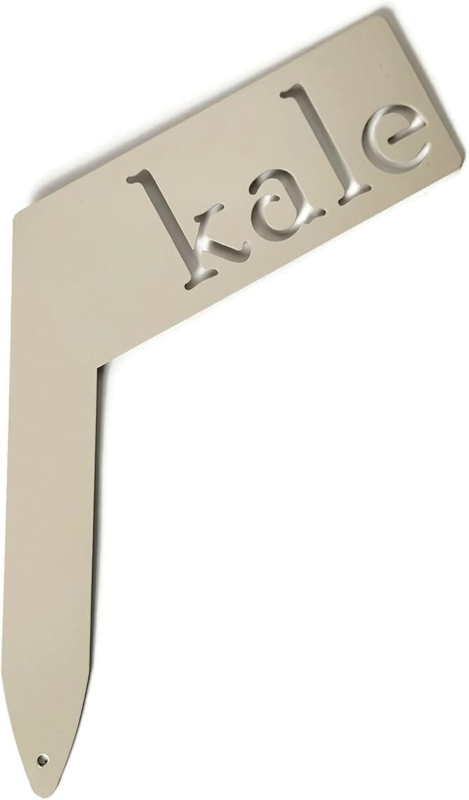 Planter Size Small Metal Garden Plant Vegetable Flower or Herb Markers 13.5 Inches Tall (kale, Cream)