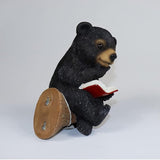 Sitting Bear Tree Hugger with Solar LED Light, Cute Bear Reading Book Garden Statue, Resin Animal Figurine Outdoor Decor, Yard Art Sculpture for Lawn, Yard, Patio, Porch Ornaments