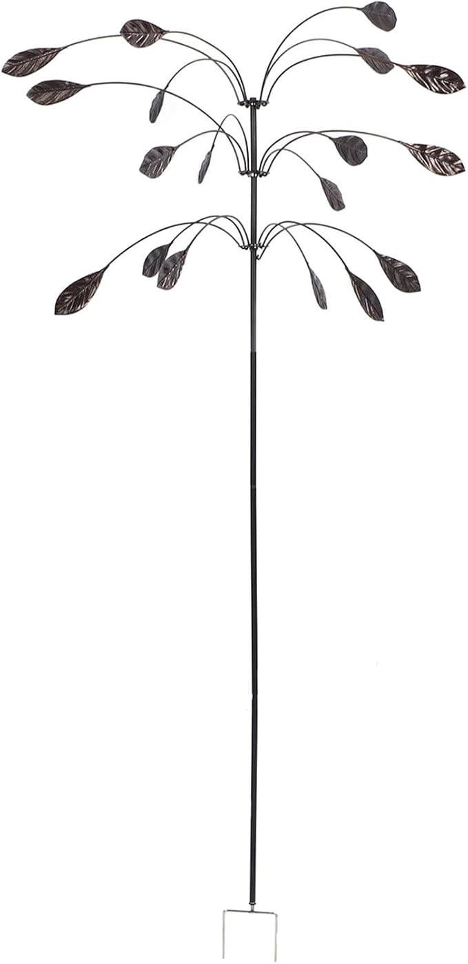 Wind Spinner Kinetic Wind Spinner Falling Foliage Design Wind Sculpture, Rustproof Water Proof Heavy Duty Falling Foliage Kinetic Copper Triple Spinner for Outdoor Garden