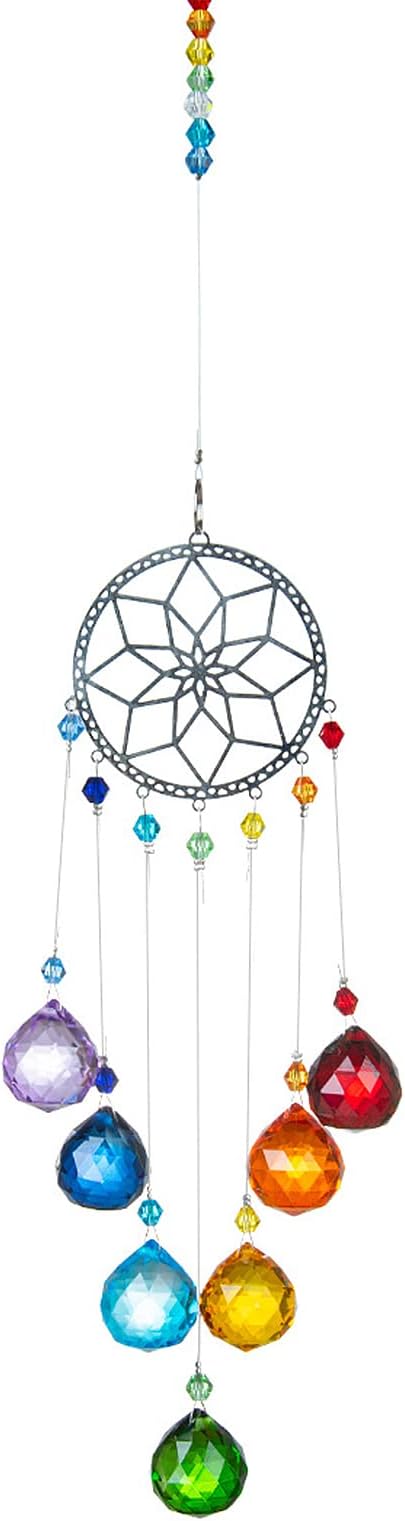 Crystal Flower Suncatcher Stained Glass Beads Rainbow Maker Window Wall Hanging Prism Pendant Garden Outdoor Home Decor Ornaments