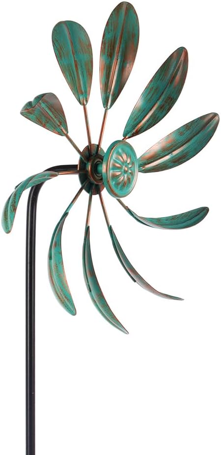 Stargarden 2Pack Wind Spinners Outdoor Metal, Garden Pinwheels Waterproof Wind Sculptures, Small Windmills for Yard and Garden Decor