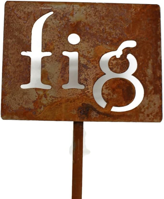 Classic Metal Garden Markers 19 Inches Tall (fig, Naturally Rusted)