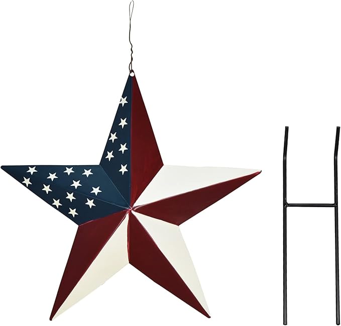 Morning View American Flag Garden Stake Patriotic Decor Metal Star US Flag Yard Sign Bar Star Outdoor Lawn Art Ornament 4th of July Memorial Day Veterans Day Independence Day 12 Inches Tall