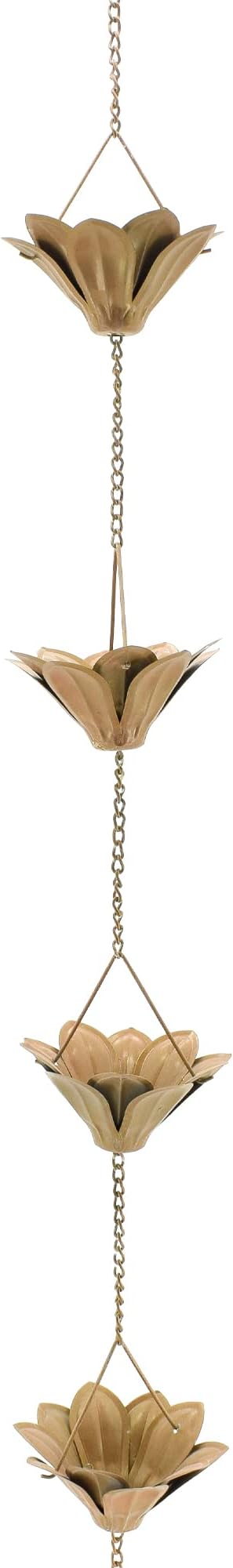 Arcadia Garden Products RC06 Open Flower Rain Chain, Decorative Replacement Downspout for Gutters, 9 Cups, 6.5 ft, Yellow