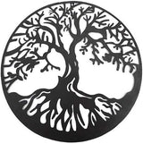 Bellaa 20230 Metal Wall Art Tree Circle Of Life Round Hanging Sculptures Indoor Living Room Outdoor Garden Patio Decor Black 24 inch