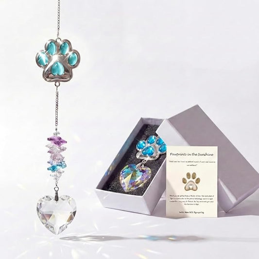 Pet Memorial Gifts for Dogs Cats: Heart Crystal Suncatcher Dog Memorial Gifts Loss of Dog Sympathy Gift Pet Remembrance Gift for Grieving Friends Family Member, Cat Memorial Gifts for Loss of Cat