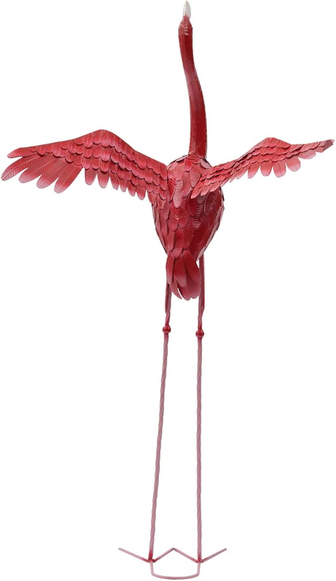 Flamingo Ornament,Flamingo Garden Statues and Sculptures,Metal Birds Yard Art Outdoor Statue, Red Pink Flamingo Lawn Ornaments for Home, Patio, Backyard Decor (1)